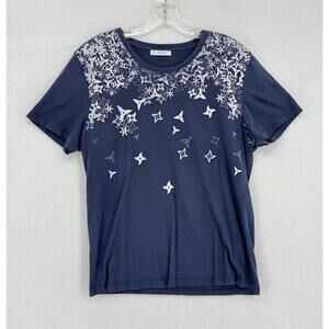 Versace Collection Mens Blue Stars Print Crew Neck Short Sleeve T Shirt